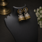 Dual Tone Jhumka Earrings - Image 4