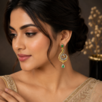 Emerald Swirl Chandbali Earrings - Image 2