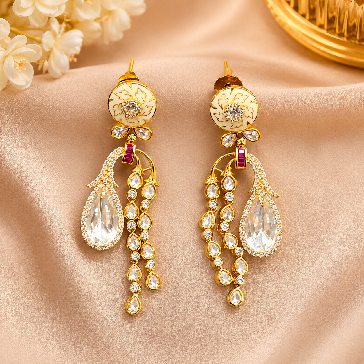 16 (3) Gulnaar Kundan Dangler Earrings - Image 1
