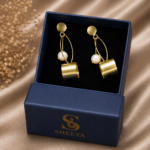 Pearl Loop Dangler Earrings - Image 3