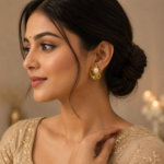 Golden Pearl Stud Earrings - Image 2
