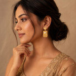 Modern Pearl Brass Earrings - Image 2