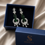 AD Green Stone Dangler Earrings - Image 3