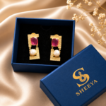 Ruby Pearl Brass Earrings - Image 3