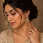 Ruby Swirl Chandbali Earrings - Image 2