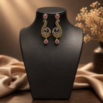 Ruby Swirl Chandbali Earrings - Image 4