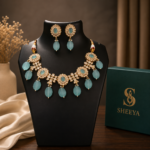 Feroza Kundan Drop Necklace Set - Image 4