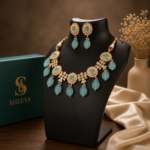 Feroza Kundan Drop Necklace Set - Image 5