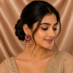 Mayura Maroon Jhumka Earrings - Image 2