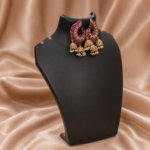 Mayura Maroon Jhumka Earrings - Image 5