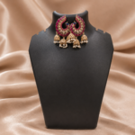 Mayura Maroon Jhumka Earrings - Image 4