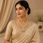 Peach Pearl Kundan Necklace Set - Image 2