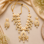 Peach Pearl Kundan Necklace Set