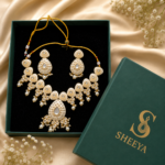Peach Pearl Kundan Necklace Set - Image 3