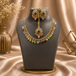 Mehandi Multicolor Stone Necklace Set - Image 4