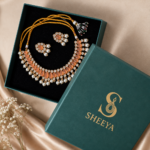 Peach Pearl Kundan Necklace Set - Image 3