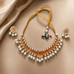 Peach Pearl Kundan Necklace Set