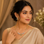 Emerald Leaf Necklace Set - Image 2