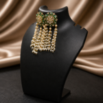 Green Pearl Drop Earrings - Image 5