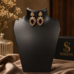 Maroon Stone Earrings - Image 4