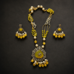 Mustard Pearl Pendant Necklace Set