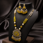 Mustard Pearl Pendant Necklace Set - Image 5