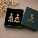 Red Kundan Earrings - Image 3