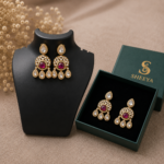 Red Kundan Earrings - Image 5