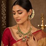 Green Meena Statement Necklace Set - Image 2