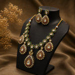 Green Meena Statement Necklace Set - Image 5