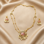 Pink Meena Pendant Matinee Set