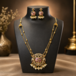 Pink Meena Pendant Matinee Set - Image 4