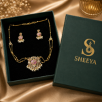 Pink Meena Pendant Matinee Set - Image 3