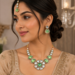 Green Stone Mirror Necklace Set - Image 2