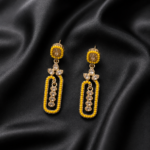 Yellow Kundan Dangler Earrings