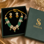 Kashmiri Green Beads Necklace Set - Image 3