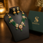 Kashmiri Green Beads Necklace Set - Image 5