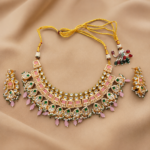 Pink Meena Statement Necklace Set