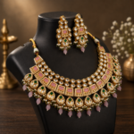 Pink Meena Statement Necklace Set - Image 5