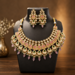 Pink Meena Statement Necklace Set - Image 4