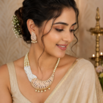 Pearl Side Brooch Necklace Set - Image 2