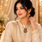 Ruby Pearl Jhumka Necklace Set - Image 2
