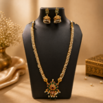 Ruby Pearl Jhumka Necklace Set - Image 4