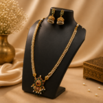 Ruby Pearl Jhumka Necklace Set - Image 5