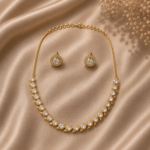 Gold Kundan Stud Necklace Set