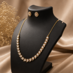 Gold Kundan Stud Necklace Set - Image 5