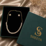 Gold Kundan Stud Necklace Set - Image 3